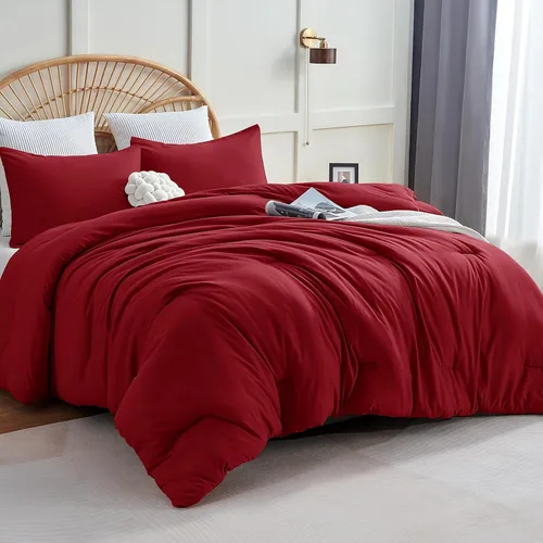 Vista 30 de CozyLux - Juego de edredón beige tamaño individual/individual XL, 2 piezas de juego de cama extra largo sólido transpirable acolchado, juego de cama