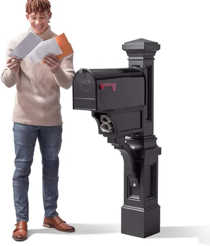Vista 10 de Step2 Atherton Buzón y poste extra grande, resistente a la intemperie, buzones grandes para exteriores, hechos de plástico duradero, fácil