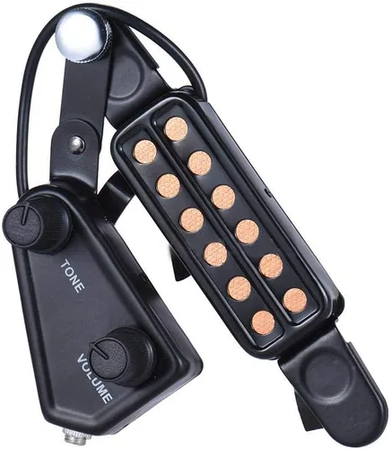 Vista 3 de TraderPlus 12 SoundHole - Transductor electroacústico de pastilla para guitarra, Preamplificador magnético para guitarra acústica con control