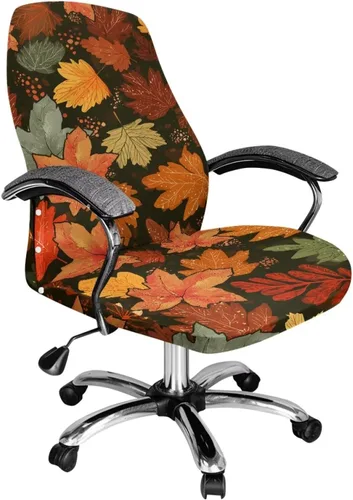 Vista 38 de Green Leaf - Fundas para sillas de oficina en casa, fundas elásticas para sillas de escritorio de computadora, respaldo alto, universales, fundas
