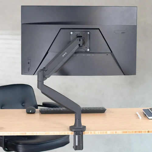 Vista 4 de VIVO Soporte de escritorio de aluminio premium ajustable en altura con brazo articulado para monitor único con resorte de gas, se adapta a pantallas