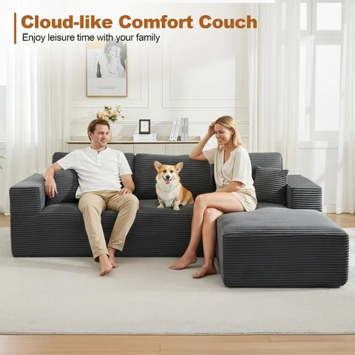 Vista 7 de Sofá modular Cloud de 106 pulgadas con diván en forma de L, moderno sofá modular sin hueso con asiento profundo, sofás tapizados para sala de estar