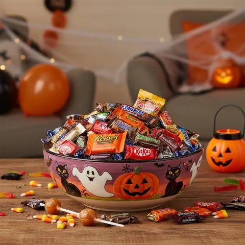 Vista 4 de Paquete variado de dulces de chocolate de Halloween de 2 libras, dulces de Halloween a granel envueltos individualmente, dulces surtidos para dulce