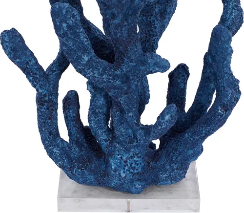 Vista 4 de Deco 79 Polystone - Escultura decorativa de coral texturizada, estatua porosa para decoración del hogar con base acrílica, figura decorativa de 10 x