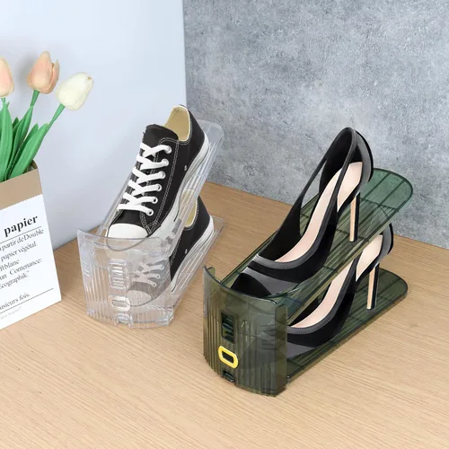 Vista 5 de Yes!Fresh Organizador de ranuras para zapatos, apilador de zapatos estilo boutique para un par de zapatos, zapatero separable para organización