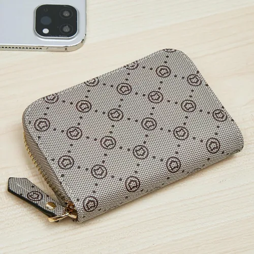 Vista 6 de FOXLOVER Cartera minimalista para tarjetas con protección RFID y diseño compacto con cremallera alrededor, ranuras para tarjetas de crédito