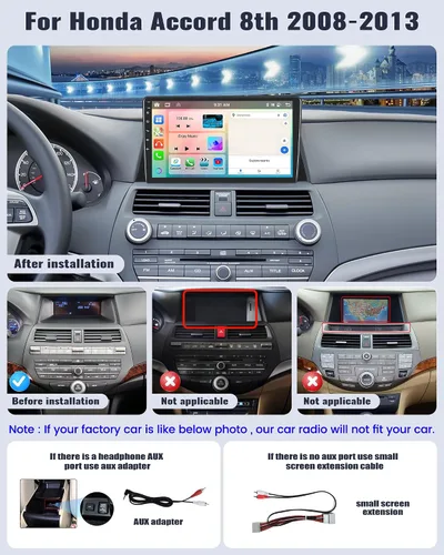 Vista 2 de SIXWIN Android 13 Estéreo del coche para Honda Accord 2008 2009 2010 2011 2012 2013 10.1 pulgadas pantalla táctil 2G+64G CarPlay Android Auto Car