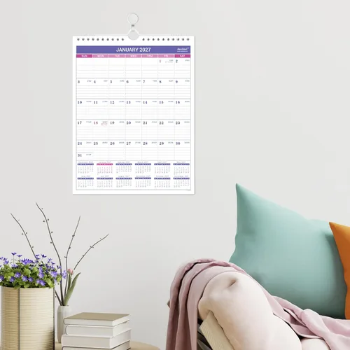 Vista 2 de Calendario de pared 2026, calendario de pared pequeño 2026, enero de 2026 a diciembre de 2026, 8.5 x 11 pulgadas, encuadernación de doble alambre