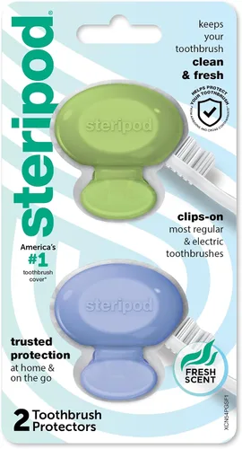 Vista 10 de Steripod Protector de cepillo de dientes con clip, verde/plateado, 2