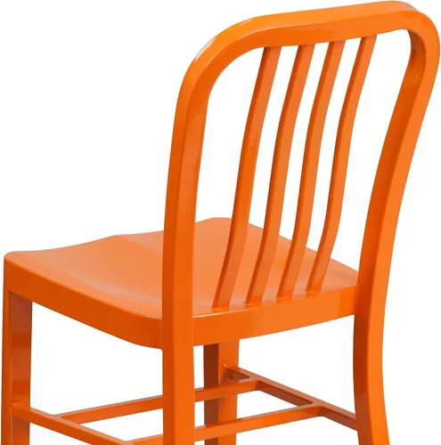 Vista 6 de Flash Furniture Silla de metal naranja de grado comercial para interiores y exteriores Uso interior/exterior
