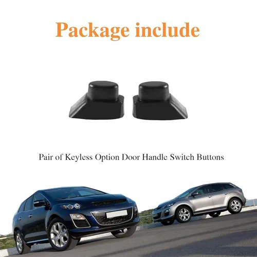 Vista 6 de Par de tapas de botón de interruptor de manija de puerta con opción sin llave compatible con Mazda 6 Speed 6 CX-7 RX-8 CX-9 MX-5, repuesto #