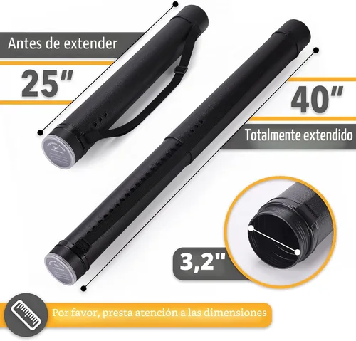 Vista 2 de Mr. Pen- Poster Storage Tube with Strap, 25"-40" Extendable Negro