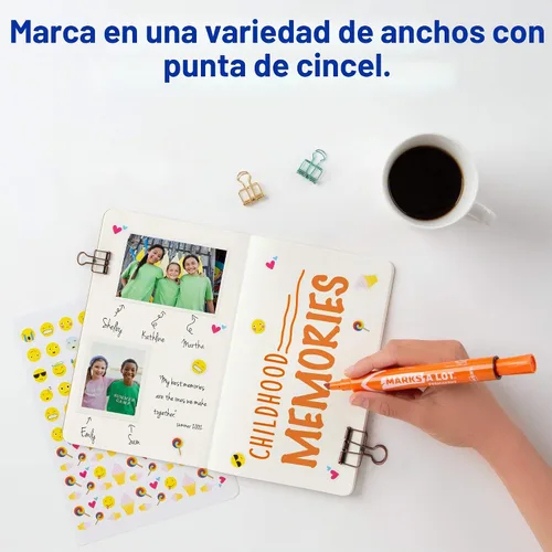 Vista 4 de Avery Marks A Lot Permanent Markers, Large Desk-Style Size, Chisel Tip, Water and Wear Resistant, 12 Orange Markers (08883)