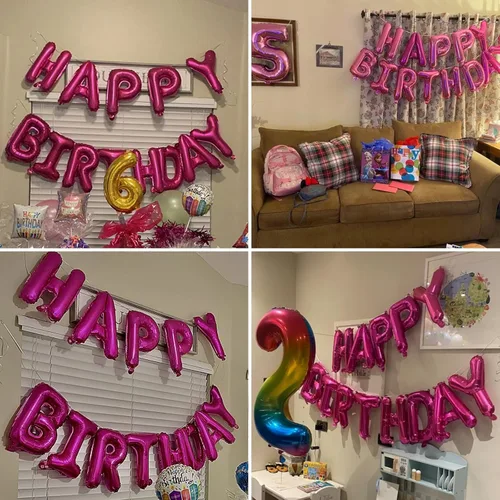 Vista 5 de Globos de papel de aluminio rosa intenso de 16 pulgadas con confeti, 21 unidades, unisex, para niños y adultos