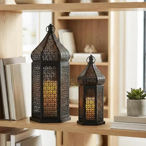 Vista 4 de VELA LANTERNS Farol Marroquí Grande Torre de Templo Lámpara Portavelas Decorativo para Decoraciones de Ramadán, Halloween, Colgante, Patio o Porche