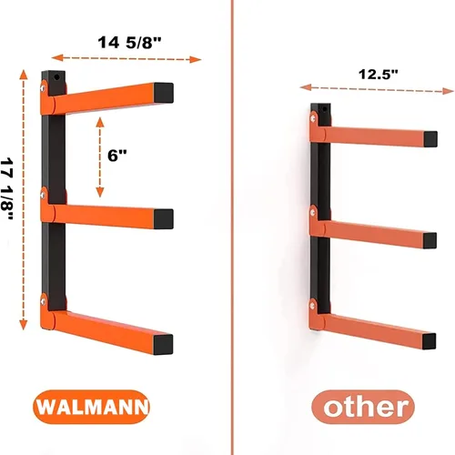 Vista 3 de WALMANN Bastidores de madera resistentes para montaje en pared, estante de almacenamiento de madera Soporte de madera para garaje, estante