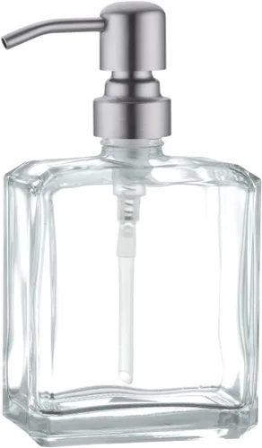 Vista 11 de Amber Glass Soap Dispenser,17oz, Black Pump Refillable, 304 Stainless Steel Pump, Liquid Hand Soap Dispenser, Bathroom Kitchen Sink Vanity