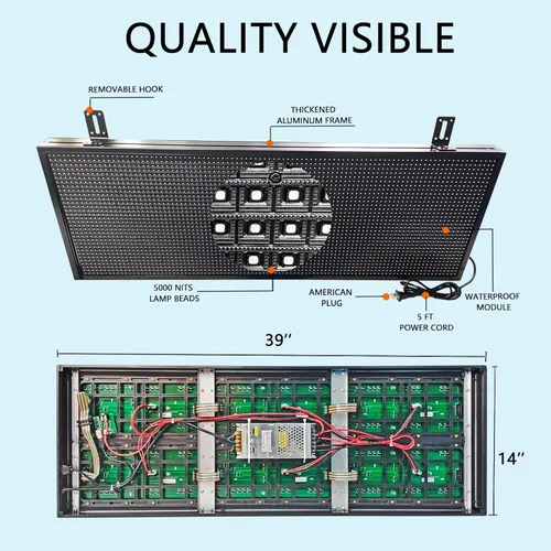 Vista 7 de HS P10 - Letrero de desplazamiento LED programable, pantalla digital al aire libre, tablero de mensajes electrónicos impermeable, letreros de neón