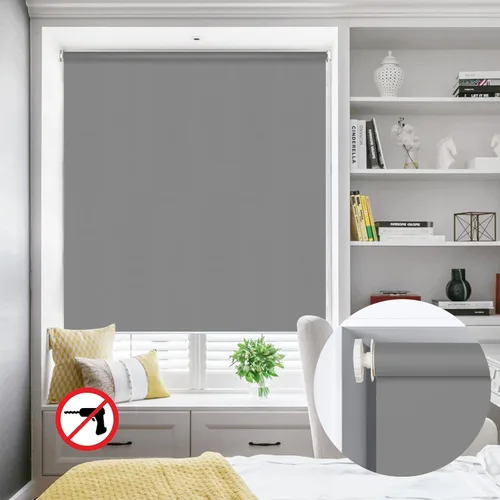 Vista 11 de Persianas enrollables opacas sin taladro, de montaje interior, color negro real, personalizadas, sin herramientas, protección UV, telas de alta