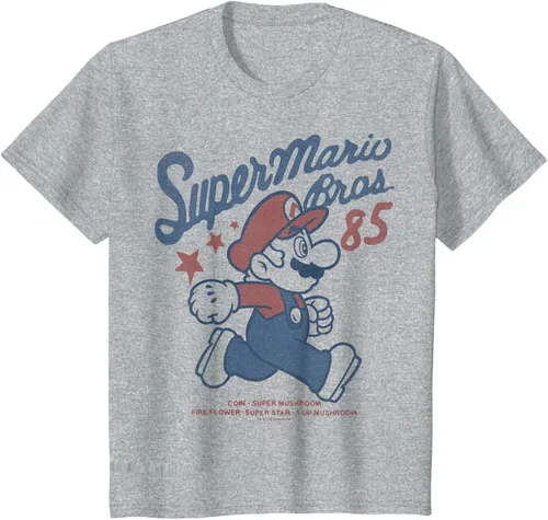 Vista 4 de Nintendo Super Mario Brothers '85 Vintage Stars - Camiseta Gris Oscuro