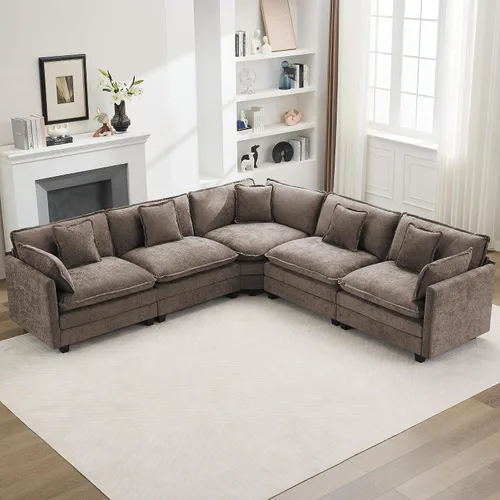 Vista 95 de Sofá modular en forma de nube de 113 pulgadas, sofás de asiento profundo de gran tamaño para sala de estar, sofá modular tapizado de chenilla