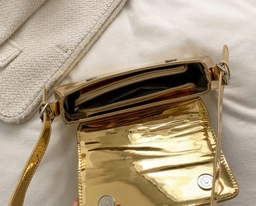 Vista 5 de Bolso de noche para mujer, bolso de mano Y2k, plateado brillante, bolso de mano, bolso de fiesta, lindo bolso metálico