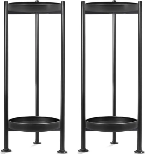 Vista 8 de Lilybud- lily Soporte para plantas para interiores y exteriores, soporte de hierro de 2 niveles, soporte de pedestal de 30 pulgadas de alto