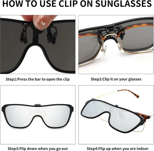 Vista 6 de JM Gafas de sol polarizadas con clip, de una sola pieza, para hombres y mujeres