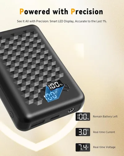 Vista 4 de MNZZ Cargador de batería portátil de capacidad recargable de 7.4 V 14000 mAh para chaquetas calentadas de grafeno, chalecos calefactados con entrada