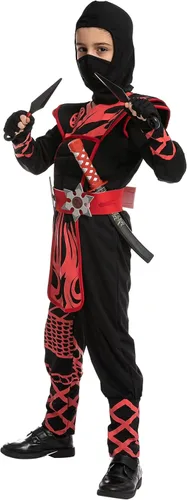 Vista 4 de Spooktacular Creations Kids Dragon Scales Ninja Costume for Boys Halloween Pretend Play