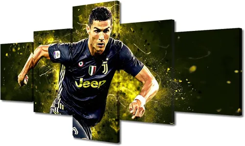 Vista 20 de TUMOVO Lienzo decorativo para pared, cuadro de Cristiano Ronaldo, cuadros de club de fútbol, impresiones en lienzo, póster de arte de pared, arte