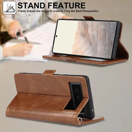 Vista 7 de Havaya Funda tipo cartera para Google Pixel 6 Pro con tarjetero para Pixel 6 Pro 5G, funda abatible con ranuras para tarjetas de crédito, piel