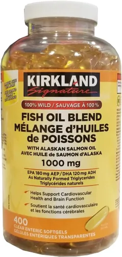 Vista 3 de Costco Companies Inc. Kirkland Signature - Mezcla de aceite de pescado 100% silvestre con aceite de salmón de Alaska, 1000 mg, 400 cápsulas blandas