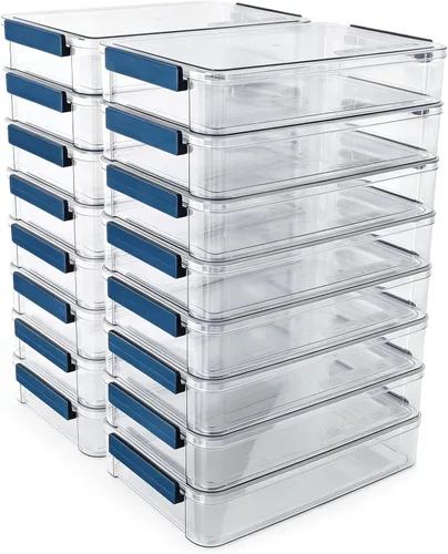 Vista 12 de CATOOMUU - Juego de 2 cajas de almacenamiento de 5.5 cuartos de galón, 9 x 13, de plástico, portátiles, con cierre de presión, transparentes