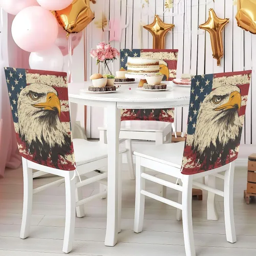 Vista 5 de 4th of July Independence Day White Bird Decorative Chairs Covers for Family Gatherings Soft 19.7x23.6in Chair Slipcovers covertores para sillas