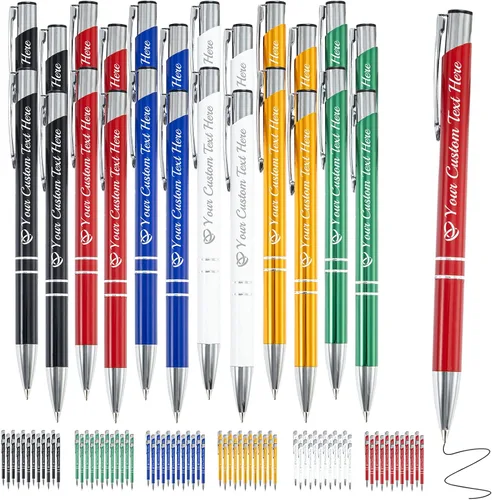 Vista 38 de Bolígrafo personalizado, 1 unidad, bolígrafo personalizado con logotipo de mensaje de nombre comercial grabado, tapa de clic de tinta negra, regalo