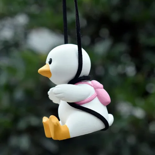 Vista 9 de Wonuu Colgante de coche de pato agitado, divertido adorno colgante de pato para espejo retrovisor, bonita decoración de coche