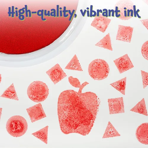 Vista 6 de READY 2 LEARN Almohadilla de sello circular lavable Jumbo - Rojo - 5.75 pulgadas de diámetro - No tóxico - Resistente a la decoloración