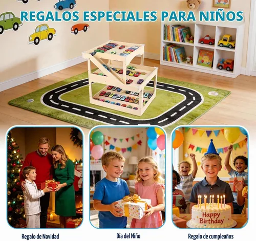 Vista 7 de Vitrina de madera para Hot Wheels Matchbox Storage Garage Hold 50+ Toy Car