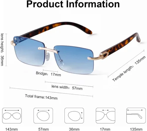Vista 5 de Laurinny Lentes de sol rectangulares de metal dorado con lente tintada, patillas de madera de los años 90, gafas retro para mujeres y hombres