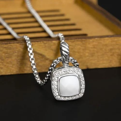 Vista 5 de Collar de circonita cúbica de diseñador inspirado en cable trenzado antiguo con alambre de circonita cúbica, joyería de marca de moda para regalo