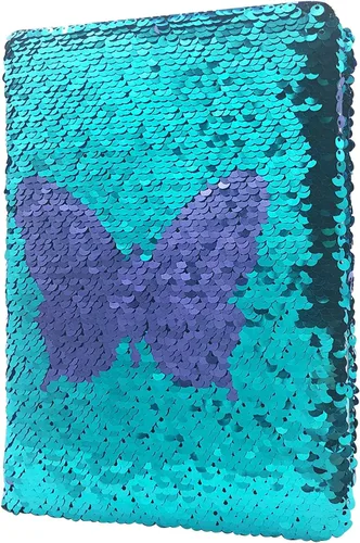 Vista 12 de Diario de lentejuelas para niñas, 8.5 x 5.5 pulgadas, 160 páginas rayadas para niñas y niños, cuaderno reversible de lentejuelas cambiantes