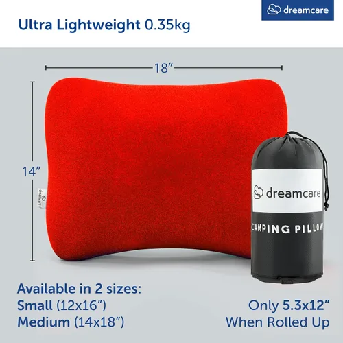 Vista 7 de DREAMCARE Almohada de viaje de espuma viscoelástica, accesorios de campamento, almohada pequeña esencial para campamento, almohadas de campamento