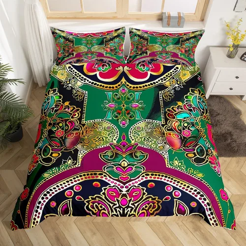 Vista 27 de Erosebridal Juego de ropa de cama gótica de damasco para adultos, funda de edredón victoriana antigua, tamaño individual, funda de edredón gótica
