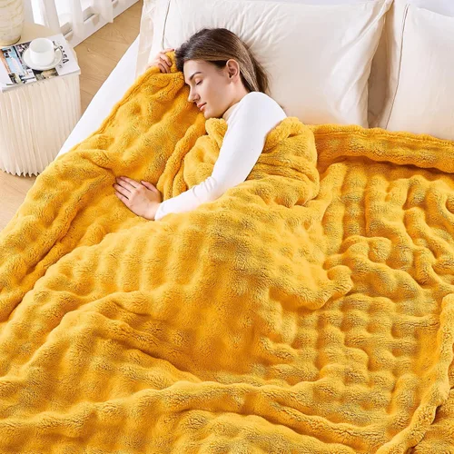 Vista 53 de NEWCOSPLAY Manta para Sofá Aqua Súper Suave de Franela Polar 3D Burbuja Ligera Manta de Cama para Uso en Todas las Estaciones (Aqua, Throw(50"x60"))