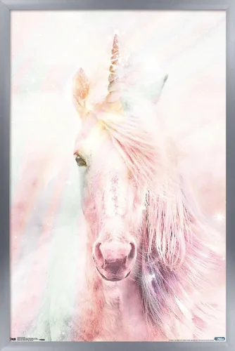 Vista 10 de Trends International Póster de pared de unicornio rosa, 14.725 x 22.375 pulgadas, versión enmarcada de madera de granero Versión enmarcada Barnwood