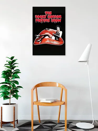 Vista 2 de BUY ART FOR LESS Póster artístico con licencia oficial de Tim Curry Lips The Rocky Horror Picture Show 1975, 36 x 24 pulgadas, impresión decorativa