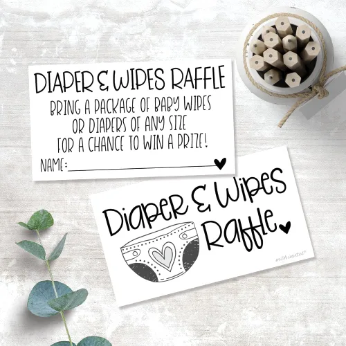 Vista 3 de m&h invites 50 boletos para rifas de pañales y toallitas – Inserto de invitación de baby shower – Actividad de juego para baby shower