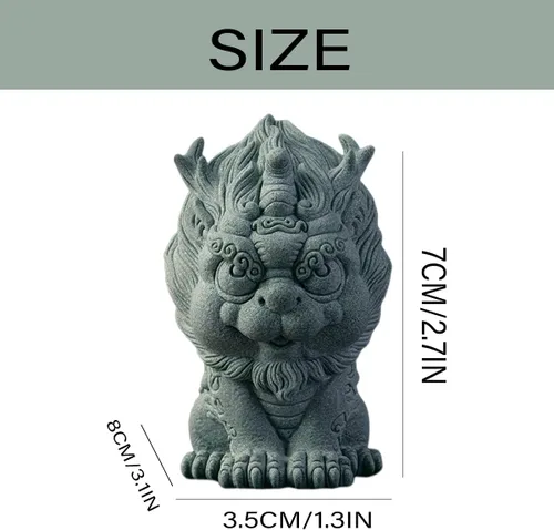 Vista 6 de livelyfish Feng Shui Guardián Chi Lin/Kylin/Qi Lin Estatua de arenisca Estatua de piedra arenisca Escultura de buena suerte, decoración china