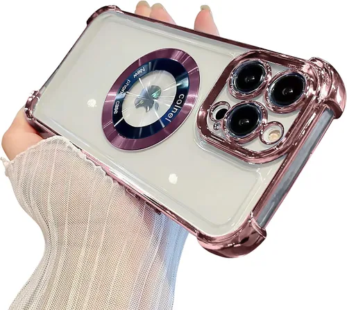 Vista 37 de Funda magnética transparente para iPhone 11, funda de lujo con cuatro esquinas brillantes, protección a prueba de golpes de grado militar
